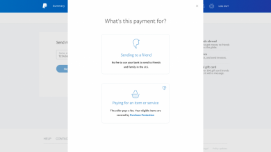 PayPal—Choose Sending to a friend