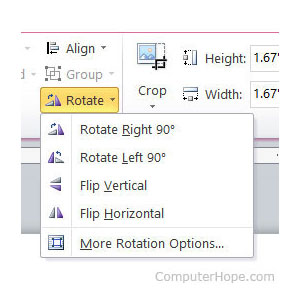 Microsoft Word Rotation Option