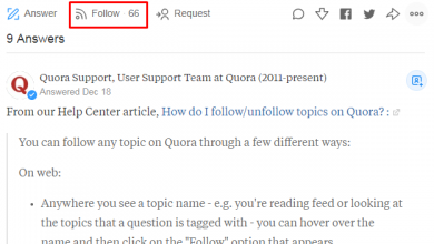 The "Follow" button on Quora