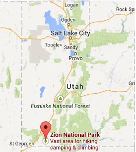 Map of how to get to Zions National Park and Zion . National Park Entrance