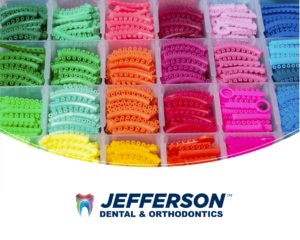 Jefferson Dental & Orthodontics braces bands in different colors