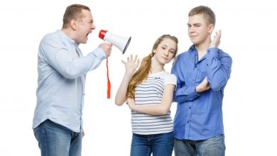 A father yelling at his teenage children about underage drinking.
