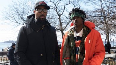 RZA and Ashton Sanders pose on the set of Hulu