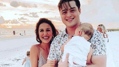 Kat and Mike Stickler with their baby