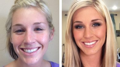 Blonde before and after make up