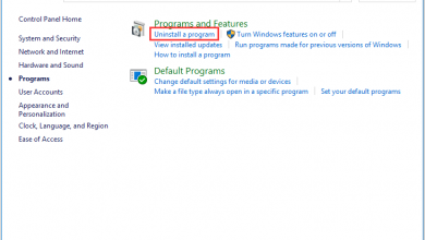 click Uninstall a program