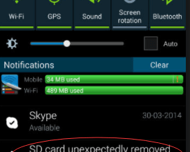 sd card unexpectedly removed