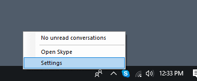 no close skype menu