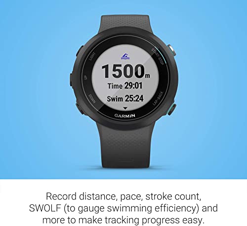 Garmin Swim 2, GPS Swimming Smartwatch for Pools and Open Water, Underwater Heart Rate, Recorded Distance, Pace, Stroke Number and Pattern, Slate Gray