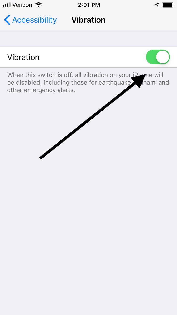 iPhone vibration settings