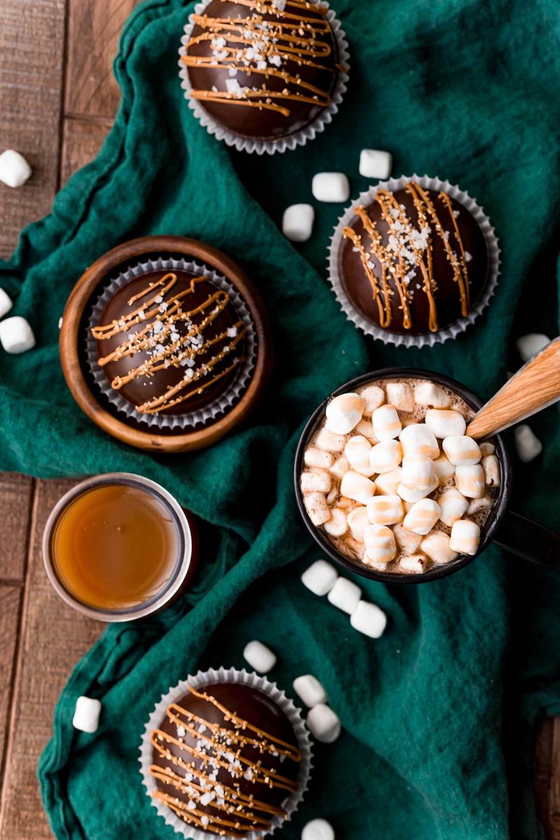 Salted Caramel Hot Chocolate with Hot Cocoa Bomb