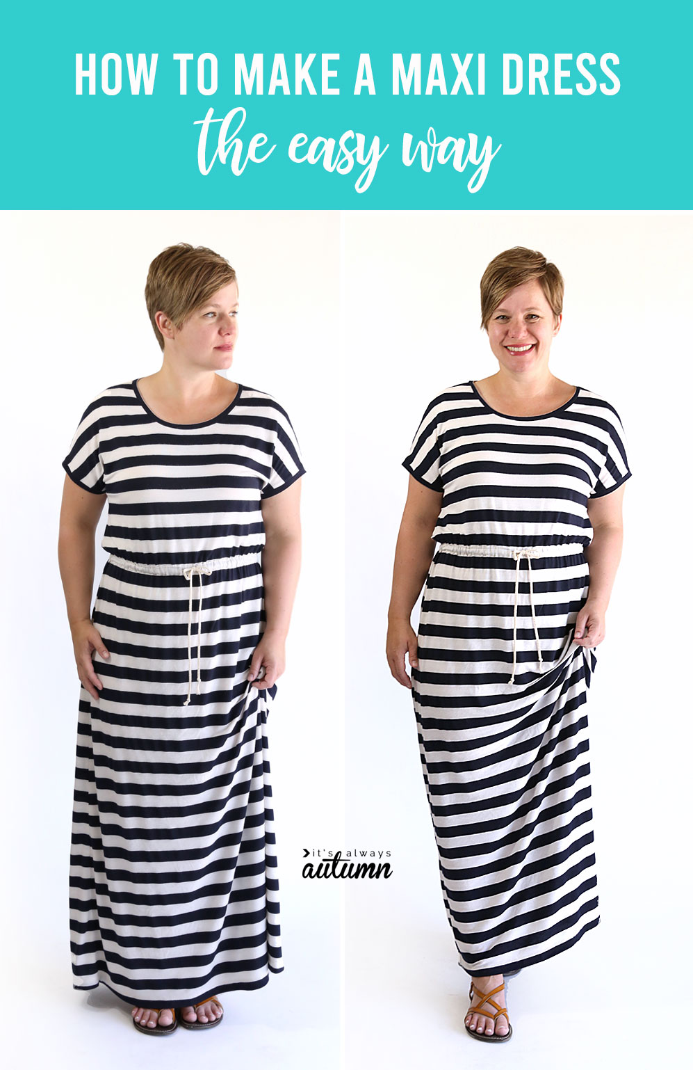 How to sew a maxi dress without a pattern. This is the easiest way to sew a maxi skirt possible!