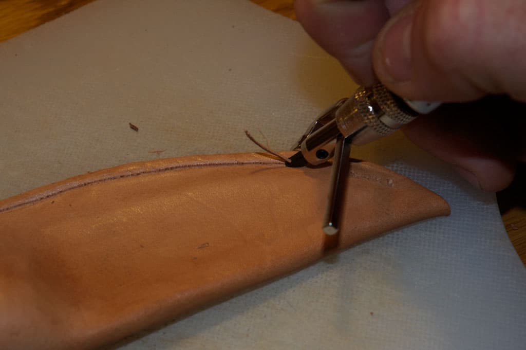 Classic using a leather gouge.