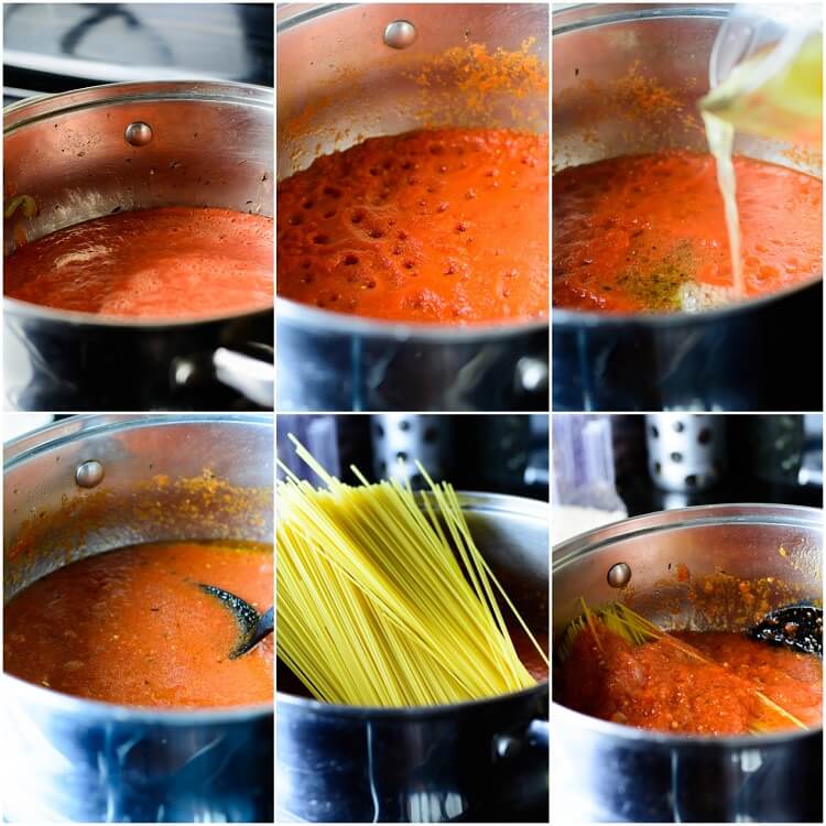 Jollof Spaghetti - prepare tomato sauce and add spaghetti