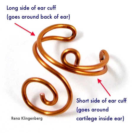 Wire ear cuffs with interchangeable straps - instructions by Rena Klingenberg