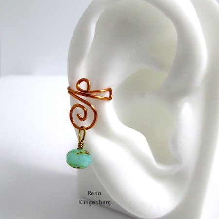 Wire ear cuffs with interchangeable straps - instructions by Rena Klingenberg