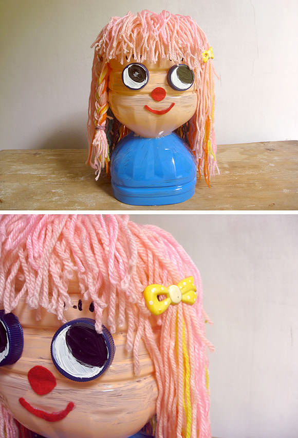 DIY recycled bottle doll hairstyle tutorial (with growing hair!)