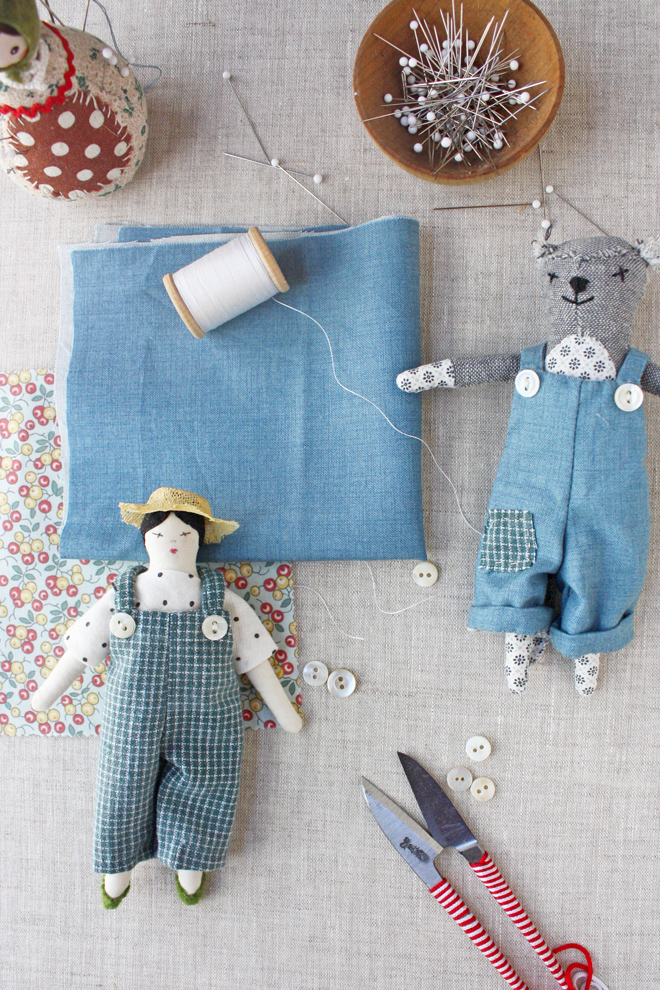 Free sewing pattern doll overalls