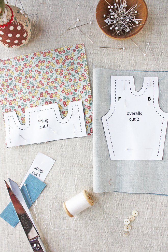 Free sewing pattern doll overalls