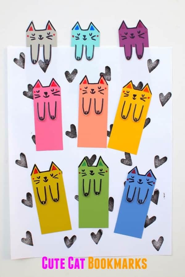 CUTE CAT DIY BOOKMARKS FROM PAINT CHIPS