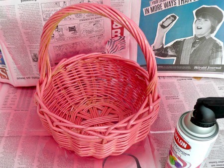 Spray paint pink for baskets