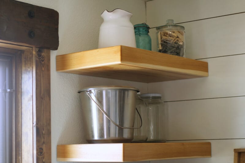 open rack in laundry room