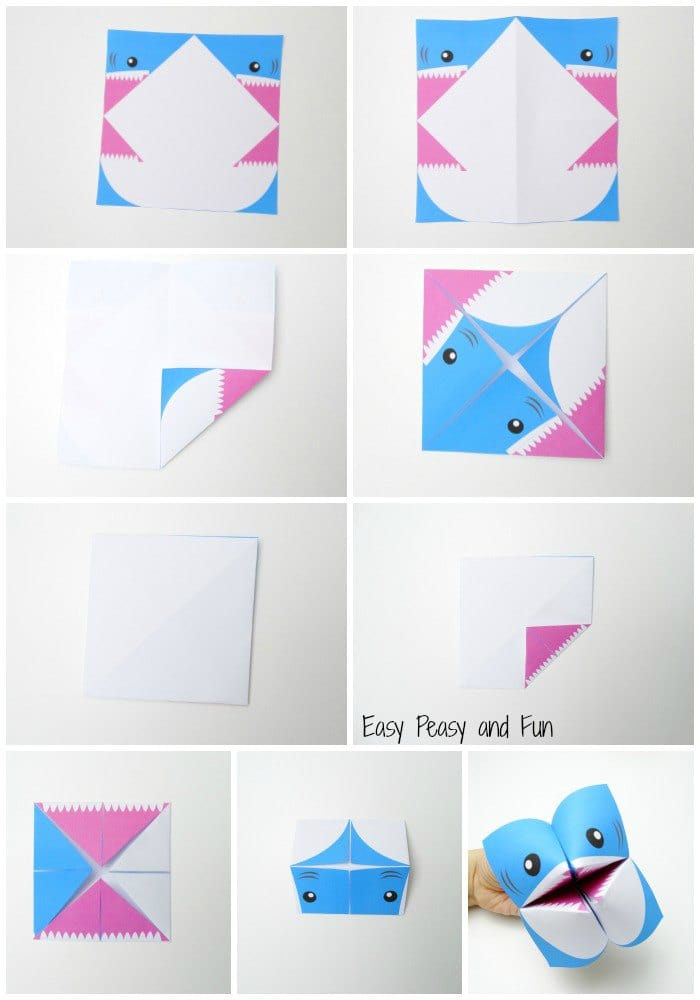 Origami Cootie Catcher Shark Tutorial