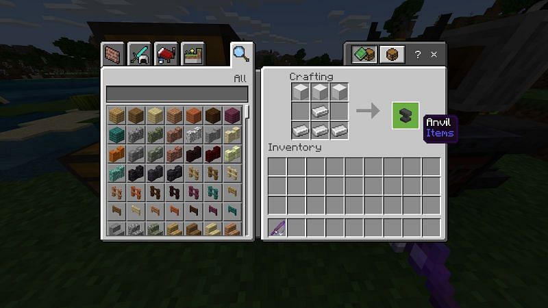 To make an anvil, you will need 3 iron blocks and 4 iron ingots. 