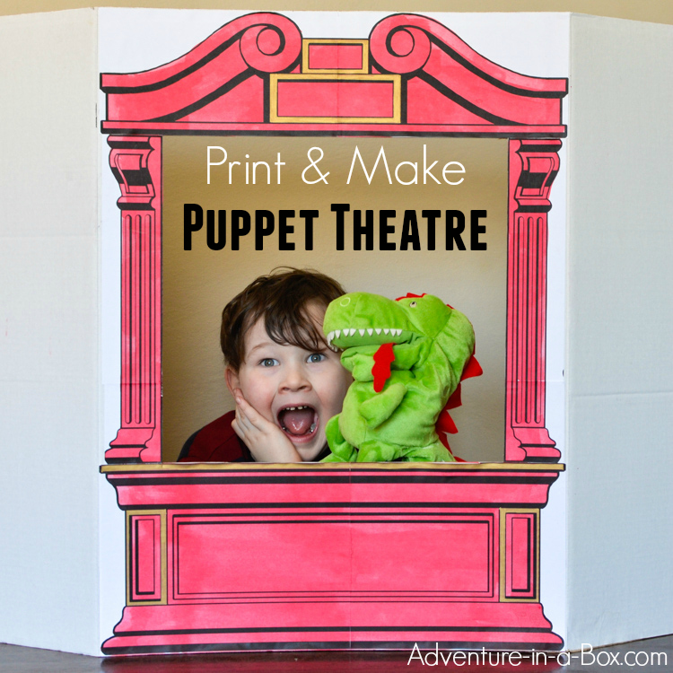 print design and make puppet theater from cardboard fb