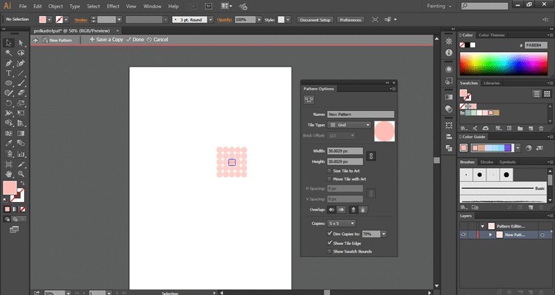 How to create a polka dot pattern in Illustrator