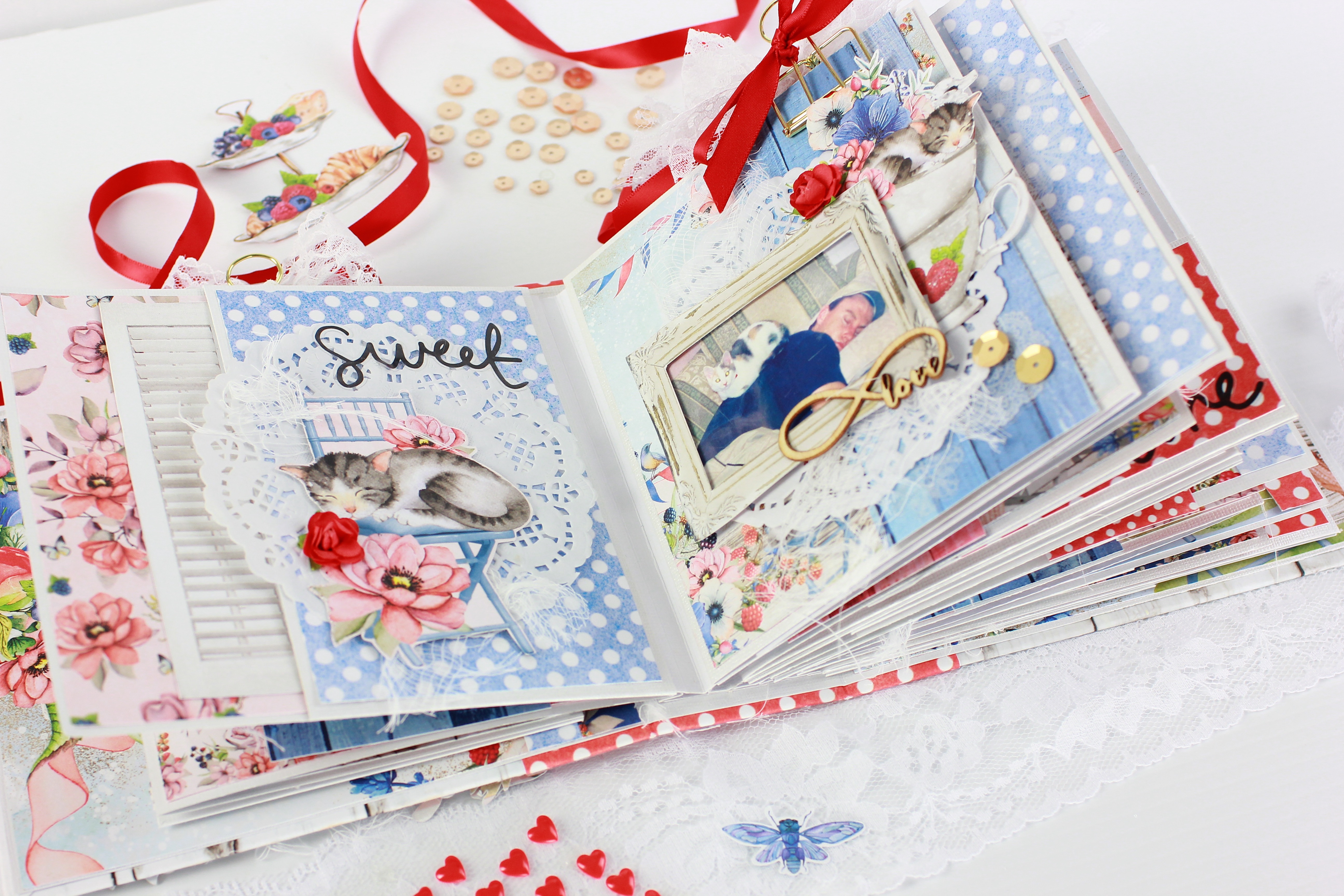 How to make a Mini Album, from scratch. Step-by-step Tutorial Videos and Printable Tutorials are FREE. This album was made using MINTAY Berry Licious Papers and created by Alicia McNamara.