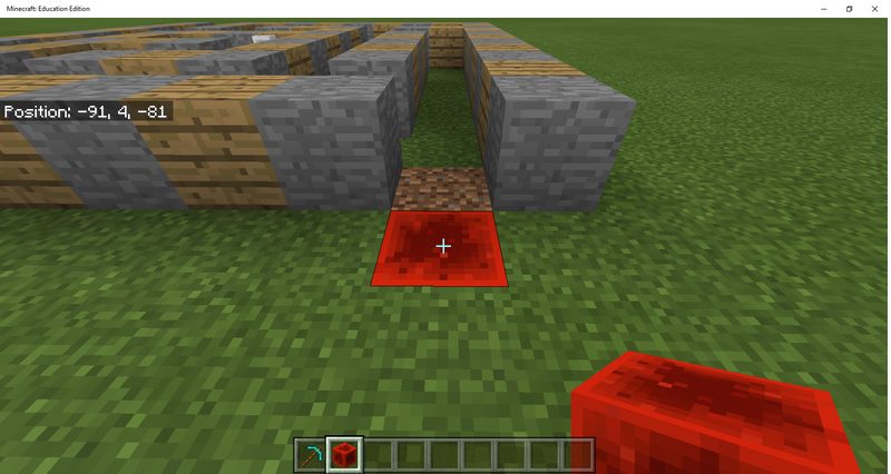 Place the redstone block at the end position