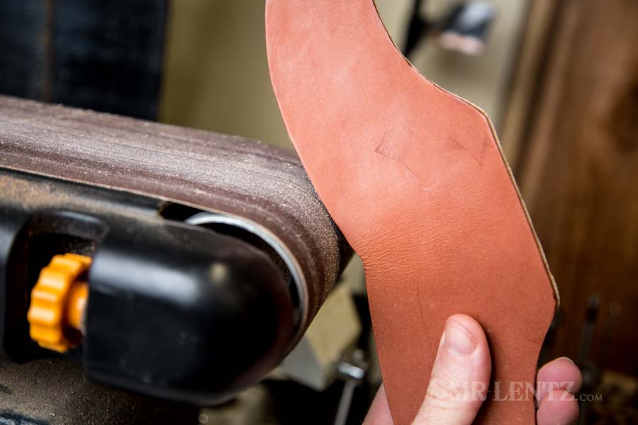 sanding edges on axe sheath