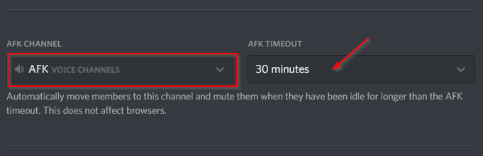 Discord Create channel AFK channel