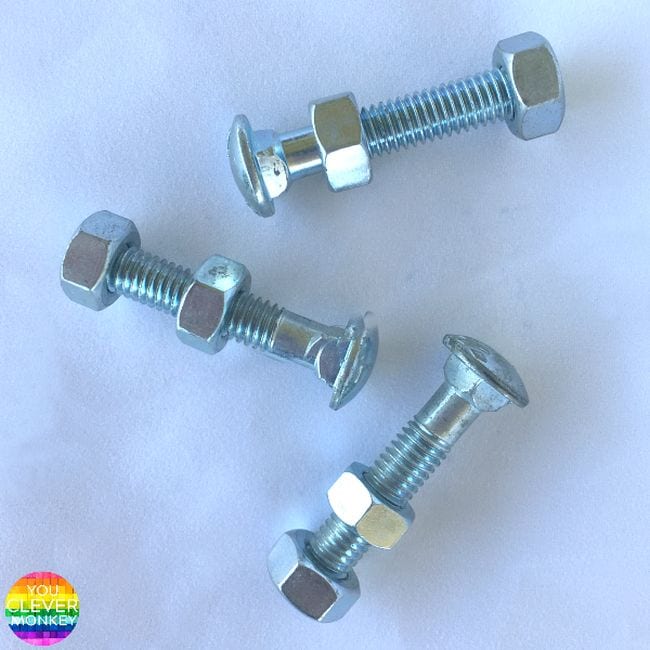 Bolts with one nut glued to the end and a second bolt in the middle free to rotate (Do-it-yourself tools)
