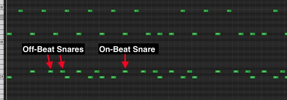 Snare Offbeat and Syncopated - Program Drums in Garageband