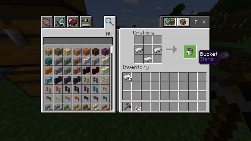 Step 3 to create Bucket in minecraft
