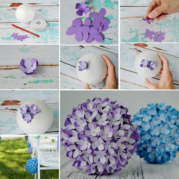 balls with flowers out of paper roses