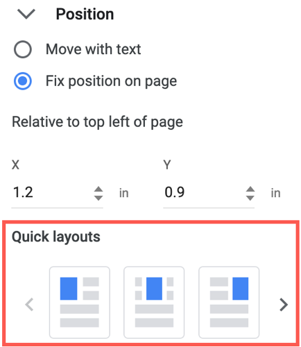 Quick Layout in Google Docs
