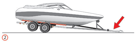fiberglass boat on trailer - front lowered