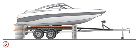 fiberglass boat with trailer - supported by cinder blocks