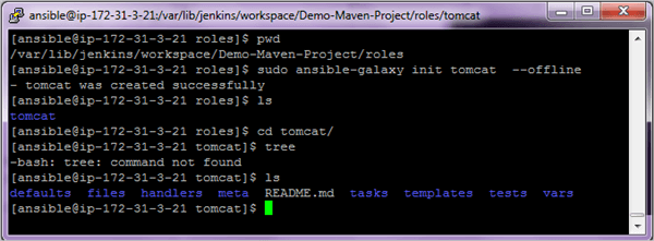 7.Create the tomcat role in the Jenkins workspace location