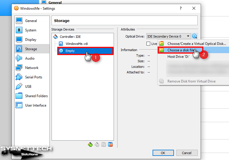 Adding a Windows Me ISO File to a Virtual Machine