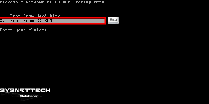 Microsoft Windows ME CD-ROM Startup Menu