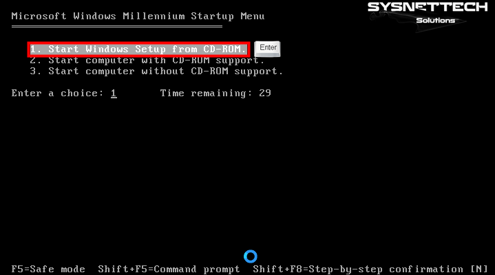 Start Windows Setup from CD-ROM