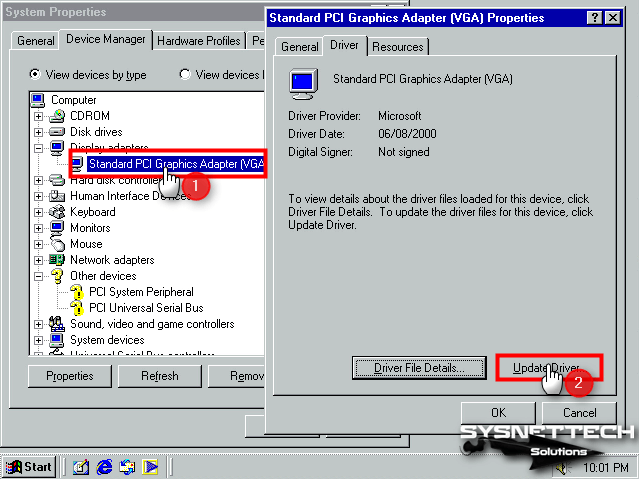 Updating the Standard PCI Graphics Adapter Driver