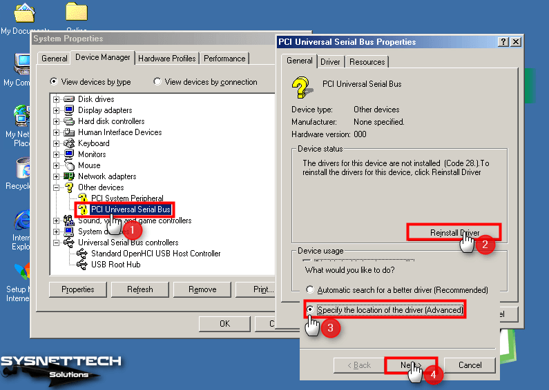 Updating the PCI Universal Serial Bus Device