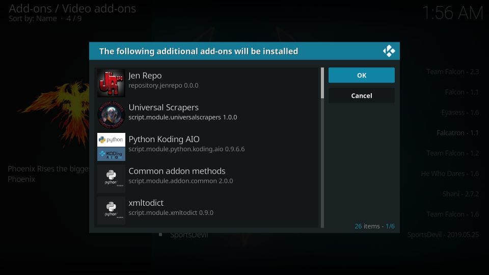 set up phoenix rises kodi addon