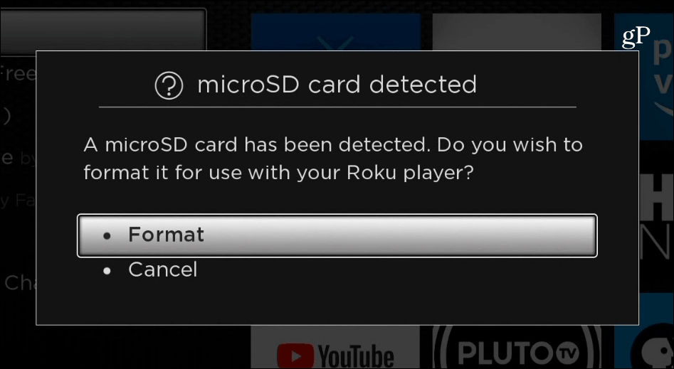 Roku detected microSD card
