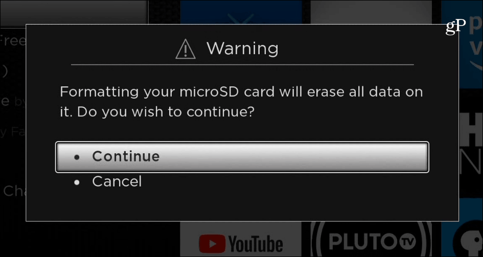 2 Roku microSD cards format confirmation